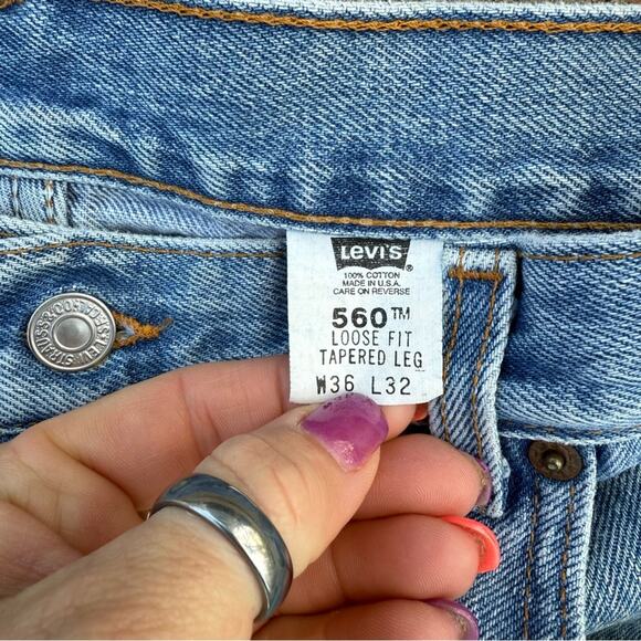 Vintage Y2K Levi’s 560 Loose Fit Tapered Leg Blue Denim Jeans 36x32 - Picture 5 of 11